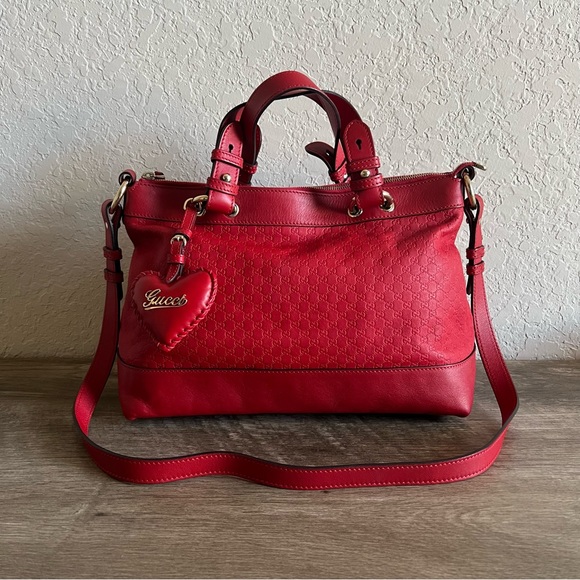 Gucci Gg Monogram Leather Tote Heart Charm Red
- Valentine’s Day Special